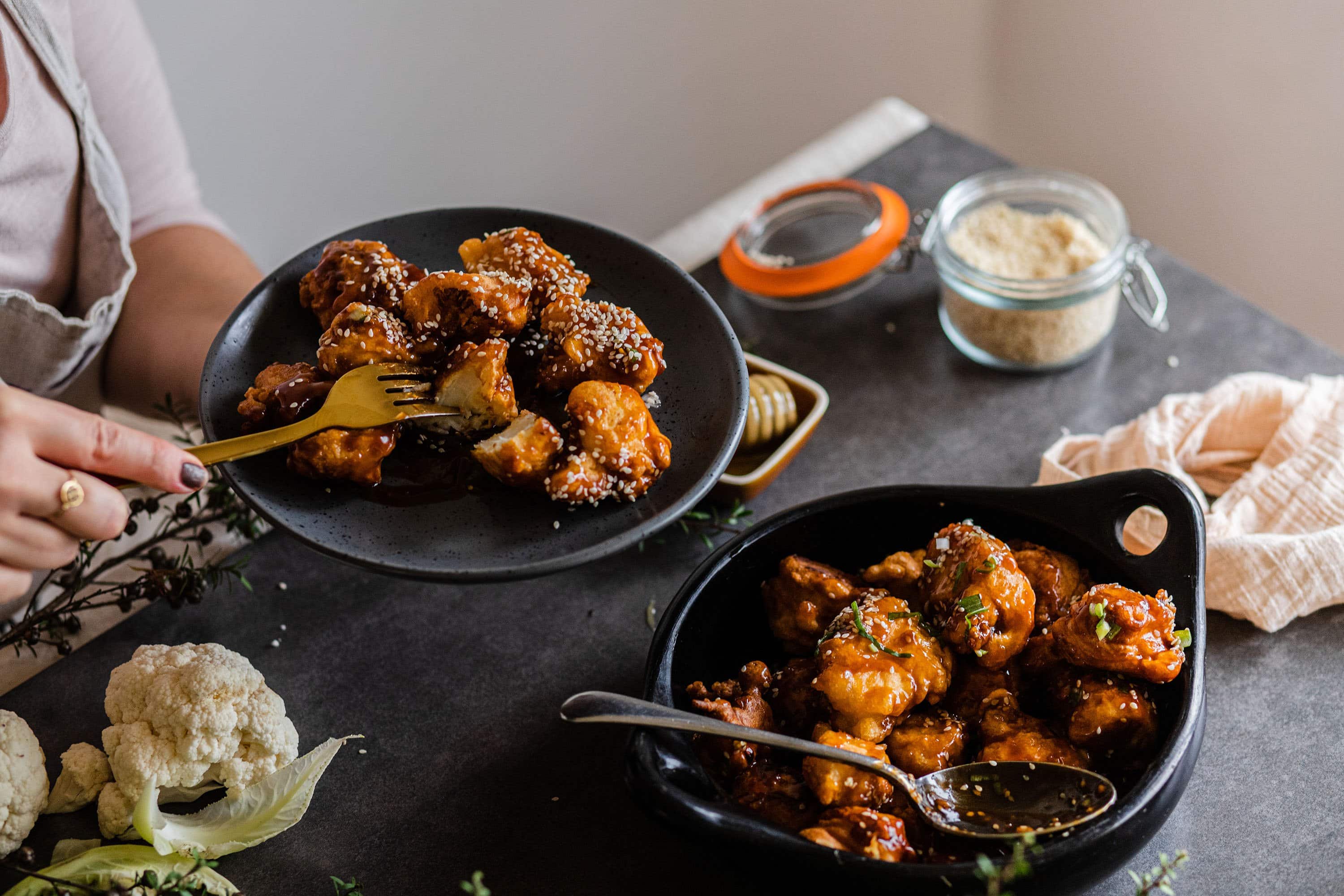 Tso Cauliflower in sticky honey sauce